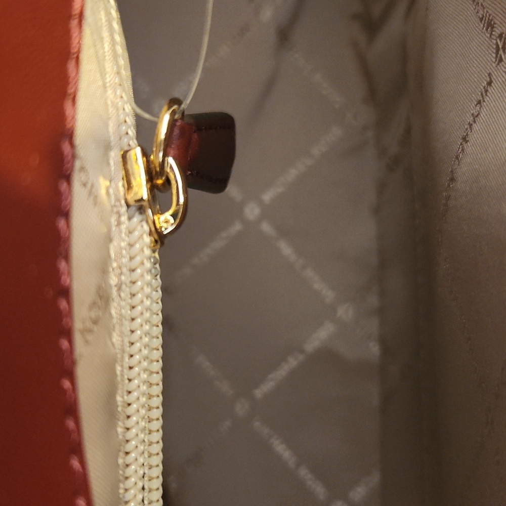 Michael Kors Dark Cherry and Brown Signature Leather Satchel/Crossbody NWT - Picture 7 of 9